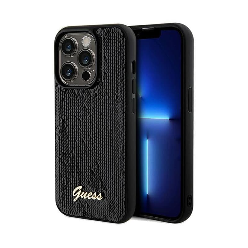 Guess Sequin Script Metal - Case for iPhone 14 Pro (black) 1
