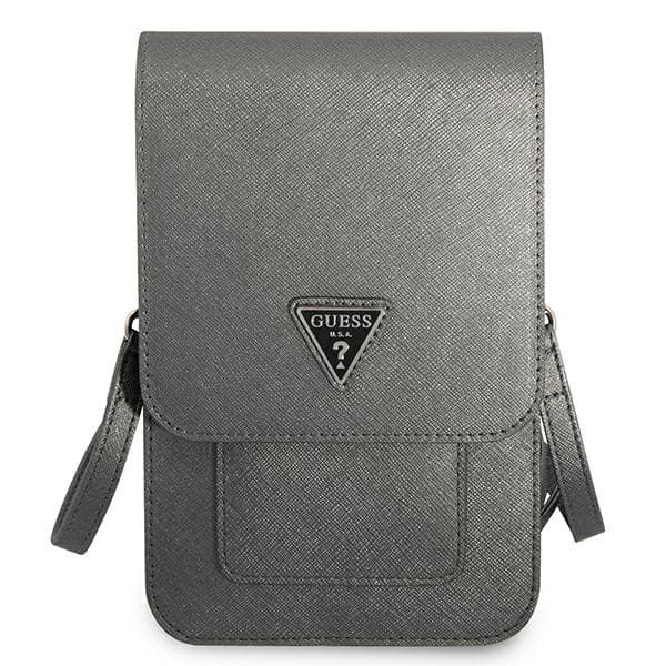 Guess Wallet Saffiano Triangle Logo Phone Bag (Grey) 2