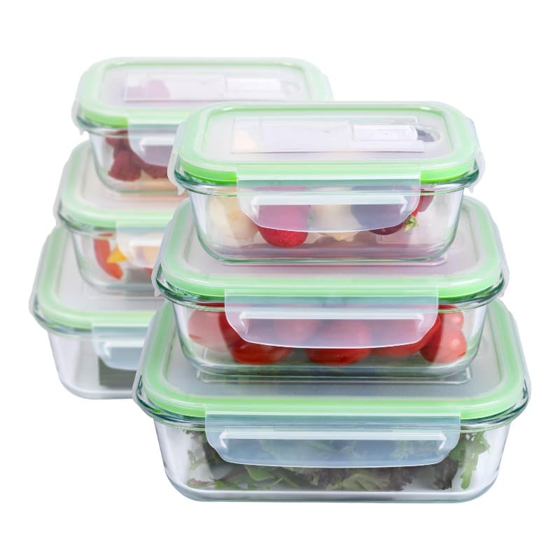 Alpina - Set of 6 glass food containers with lid lunchbox 370 ml / 640 ml / 1050 ml 1