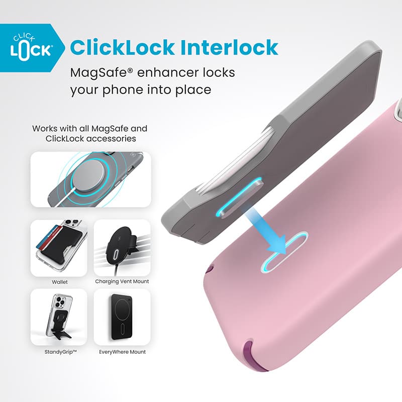 Speck Presidio2 Pro ClickLock & MagSafe - iPhone 16 Pro Case (Wednesday Pink / Boysenberry Purple / White) 2