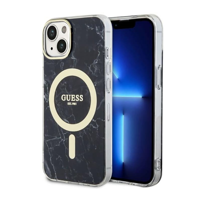 Guess Marble MagSafe - Case for iPhone 14 Plus (Black) 1