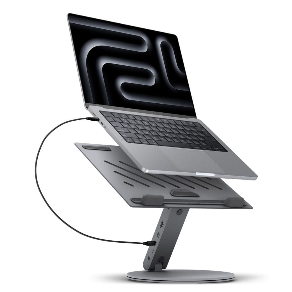 Spigen LD204H Laptop Stand Hub - Laptop Stand with 6-in-1 Hub (Space Grey) 2