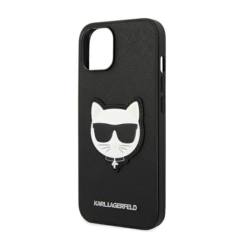 Karl Lagerfeld Saffiano Choupette Head Patch Case - Case for iPhone 14 Plus (Black) 6