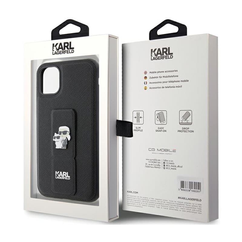 Karl Lagerfeld Gripstand Saffiano Karl & Choupette Pins - iPhone 11 Case (black) 8