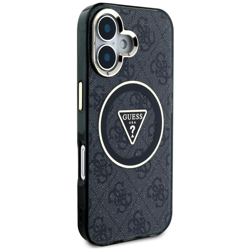Guess IML Metal Glitter 4G Circle Triangle MagSafe - Case for iPhone 16 (black) 4
