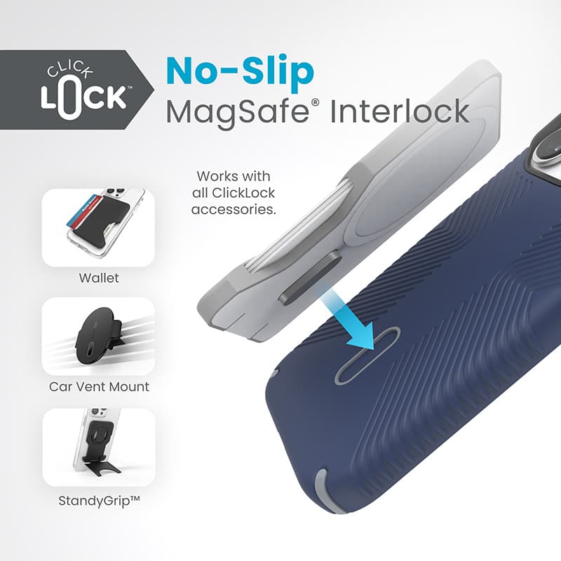 Speck Presidio2 Grip ClickLock & MagSafe - iPhone 15 Pro Case (Coastal Blue / Dust Gray) 2