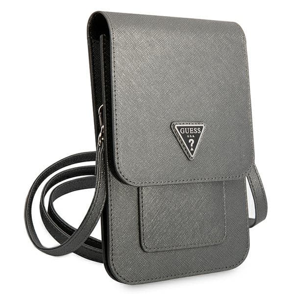 Guess Wallet Saffiano Triangle Logo Phone Bag (Grey) 3