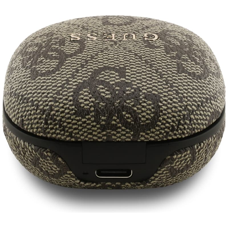 Guess 4G Classic Metal Logo - Bluetooth TWS ENC sluchátka + nabíjecí pouzdro (Hnědá) 4