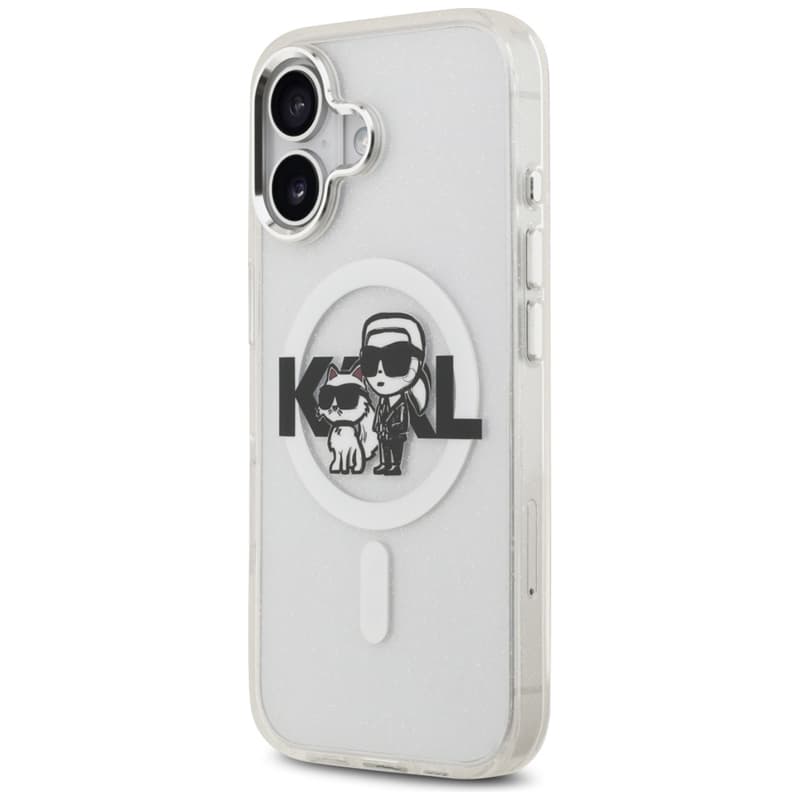 Karl Lagerfeld IML Glitter Karl & Choupette Sketch Logo MagSafe - Case for iPhone 17 (transparent) 2