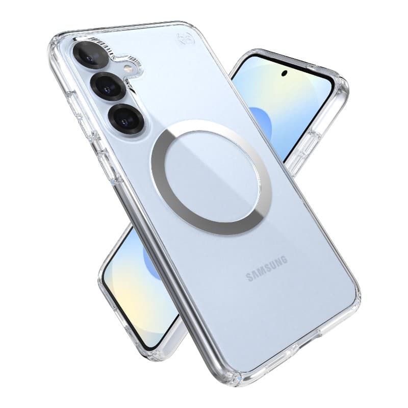 Speck Presidio Perfect-Clear Magnet - Samsung Galaxy S25+ / S24+ MagSafe Case (Clear / Chrome Finish / Serene Silver) 8