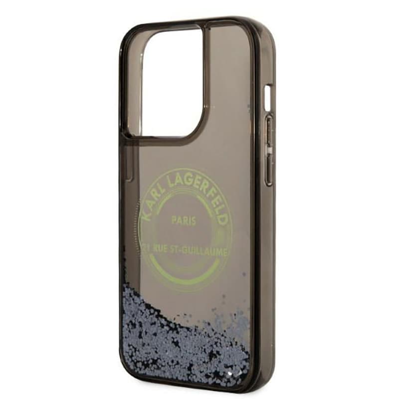 Karl Lagerfeld Liquid Glitter Round RSG Logo Case - Case for iPhone 14 Pro (Black) 7
