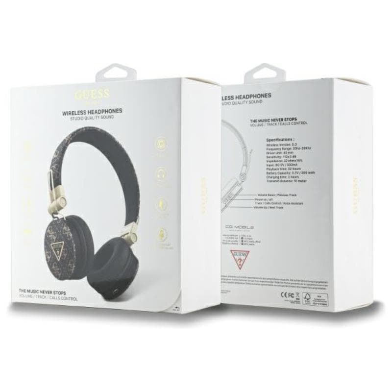 Guess 4G Triangle Round Shape - Wireless Over-Ear Bluetooth ENC Headphones (Black) 4
