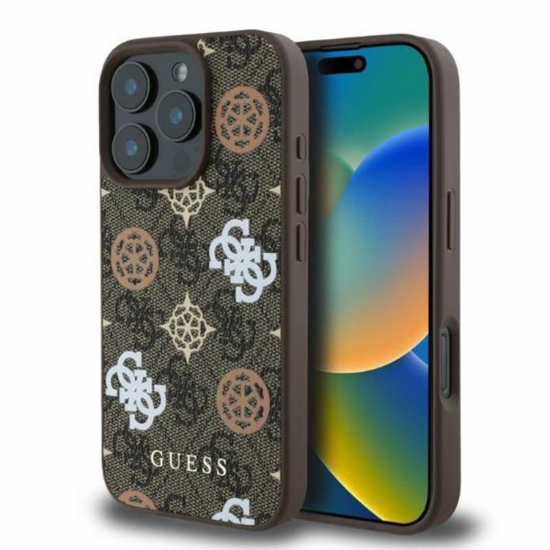 Guess Peony On 4G Background MagSafe - Case for iPhone 16 Pro (brown)