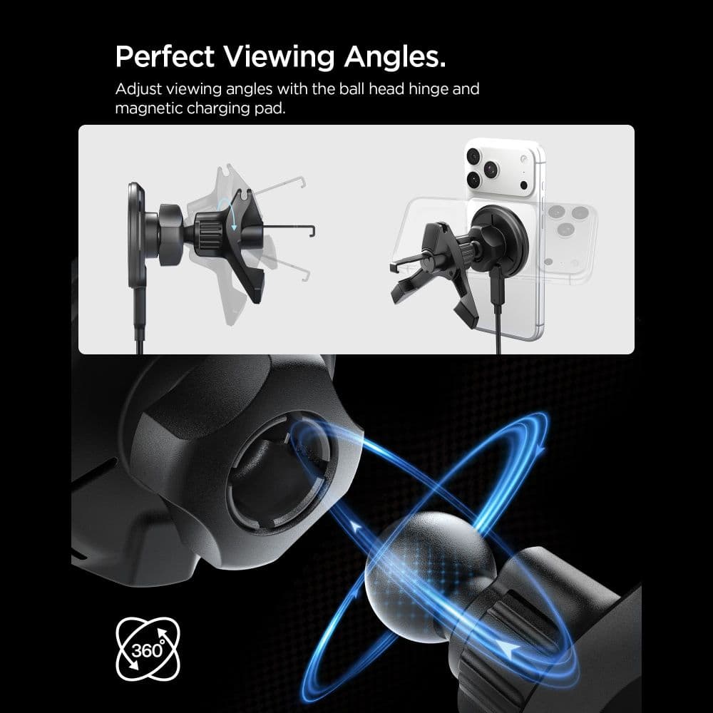Spigen EV15MAQ Essential - MagSafe 15W Qi2 Car Air Vent Holder (Black) 5