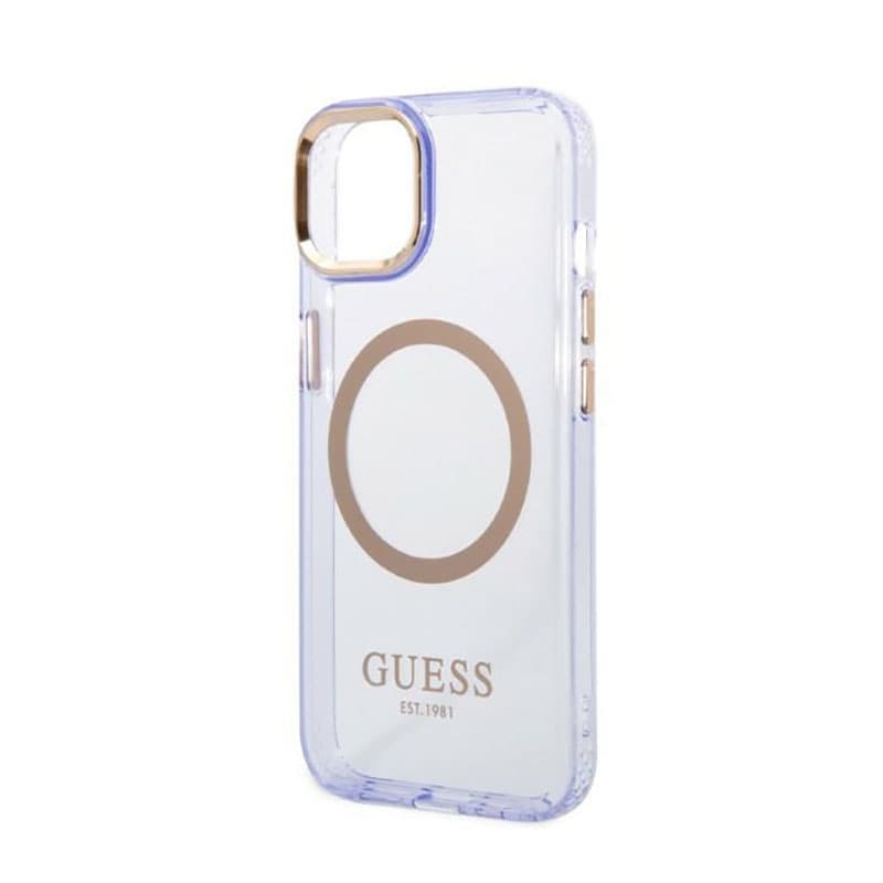 Guess Gold Outline Translucent MagSafe - Case for iPhone 14 (Purple) 6