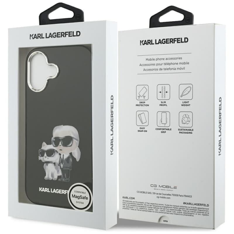 Karl Lagerfeld IML Aquarelle Karl & Choupette & Logo MagSafe - Case iPhone 17 (Black) 8