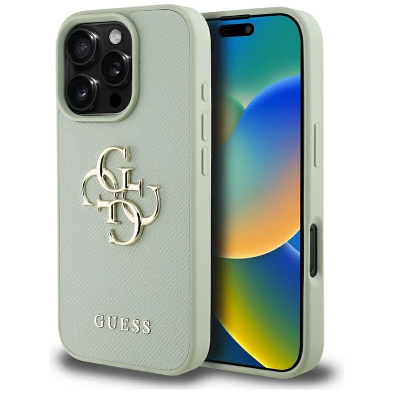 Guess Grained Big 4G Logo Small Classic Logo - Case for iPhone 16 Pro Max (green) 1