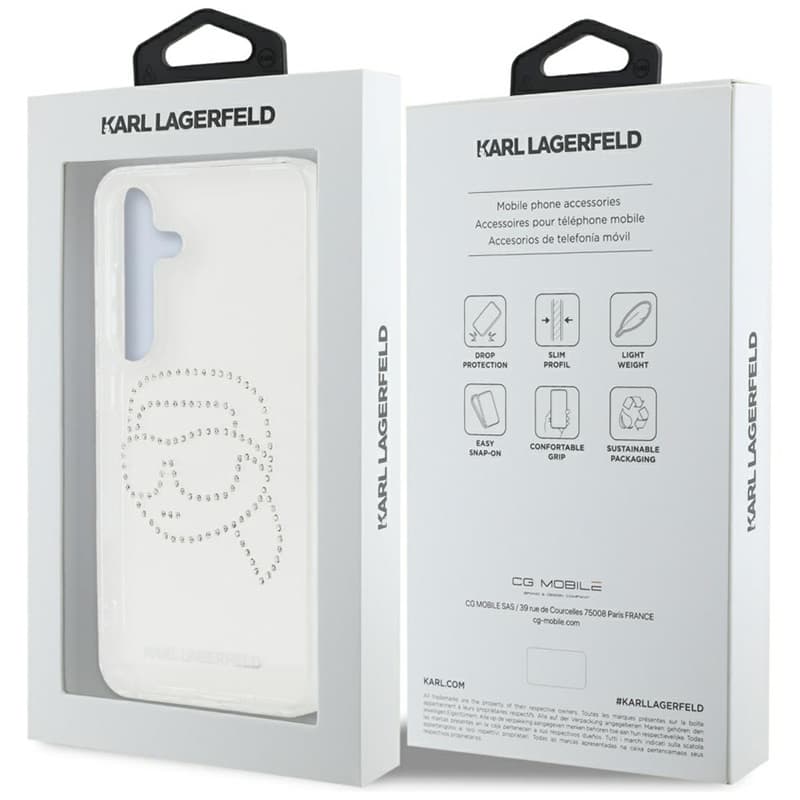Karl Lagerfeld Rhinestones Karl Head Logo - Case for Samsung Galaxy S25 (Transparent) 8