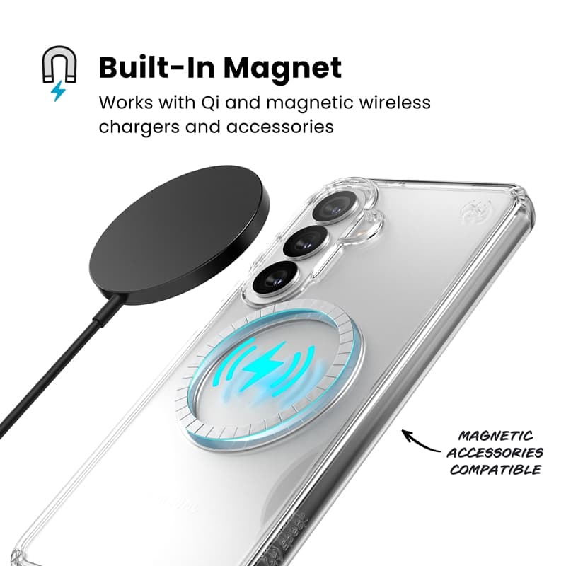 Speck Presidio Perfect-Clear Magnet - Samsung Galaxy S26+ MagSafe Case (Clear/Clear/Silver) 2