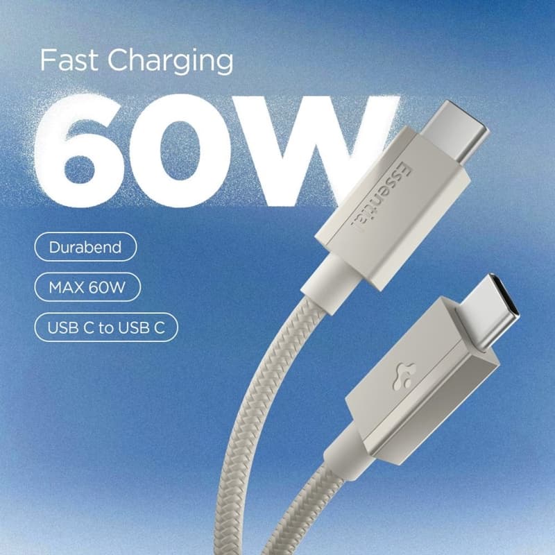 Spigen EB6015CC Essential - USB-C to USB-C Cable 60W 1.5m (Natural Titanium) 2