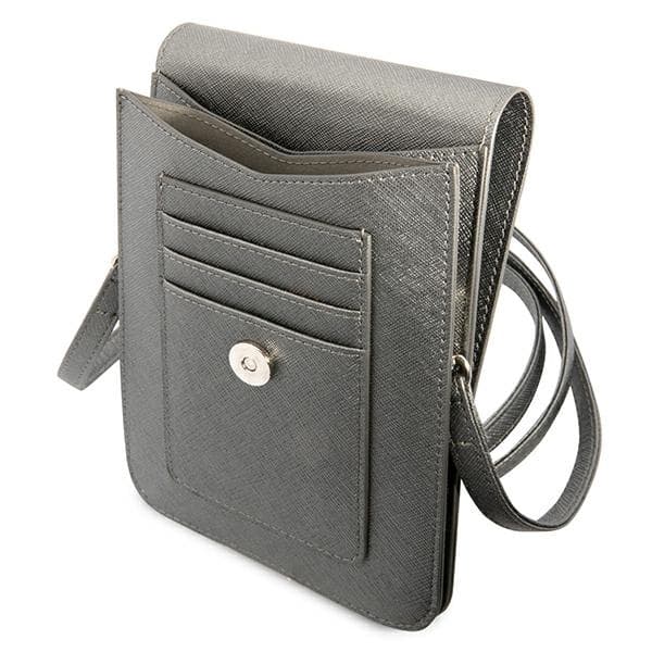 Guess Wallet Saffiano Triangle Logo Phone Bag (Grey) 4