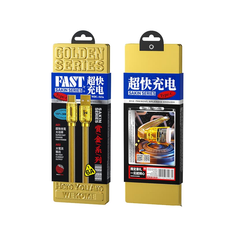 WEKOME WDC-161 Sakin Series - USB-A to USB-C Fast Charging 6A connecting cable 1 m (Gold)  3