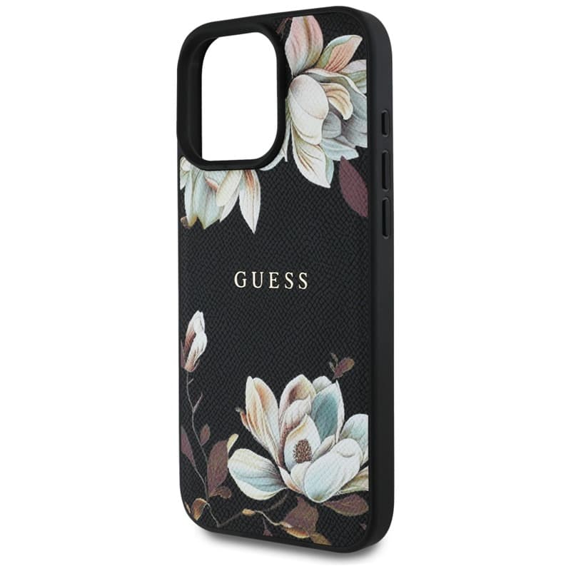 Guess Grained Printed Flower Pattern MagSafe - Case for iPhone 16 Pro (black) 6
