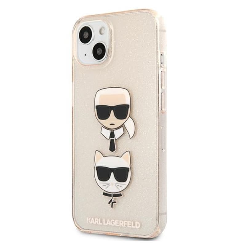 Karl Lagerfeld Glitter Karl & Choupette Head - Case for iPhone 13 mini (Gold) 2