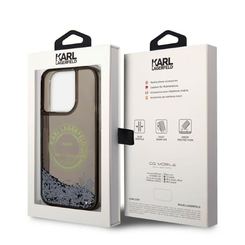 Karl Lagerfeld Liquid Glitter Round RSG Logo Case - Case for iPhone 14 Pro (Black) 8
