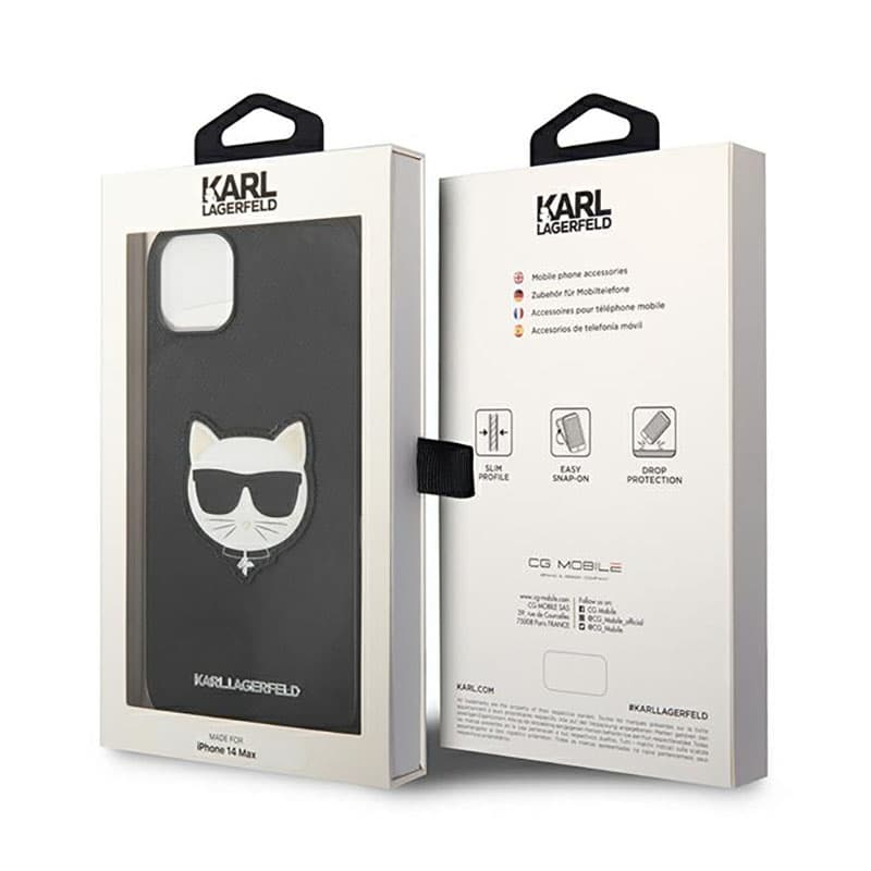 Karl Lagerfeld Saffiano Choupette Head Patch Case - Case for iPhone 14 Plus (Black) 8
