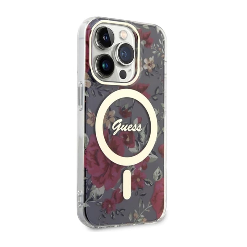 Guess Flower MagSafe - Case for iPhone 14 Pro (Green) 4
