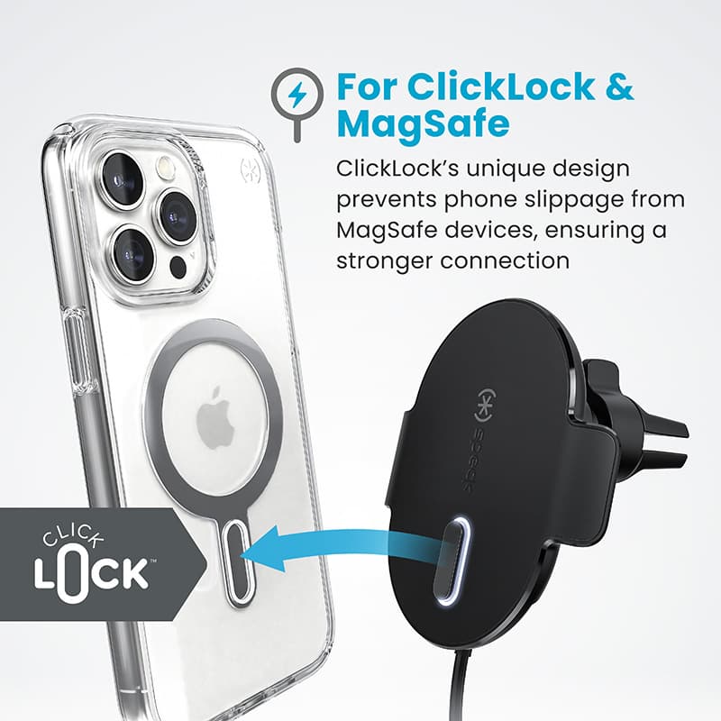 Speck Charging Vent Mount + ClickLock - MagSafe Wireless Charging Car Holder (Black) 5