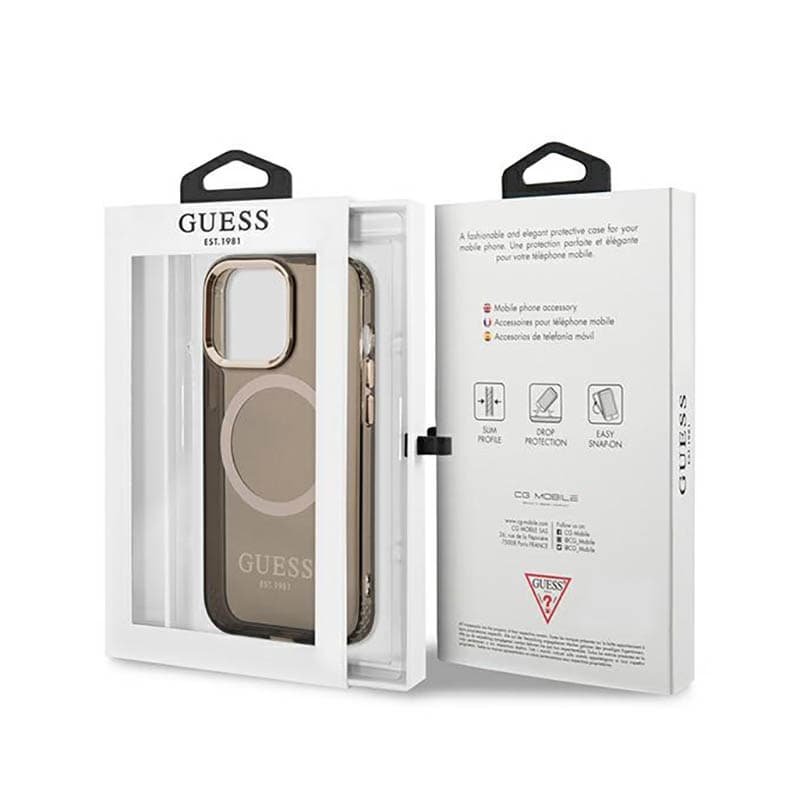 Guess Gold Outline Translucent MagSafe - Case for iPhone 13 Pro Max (Black) 8