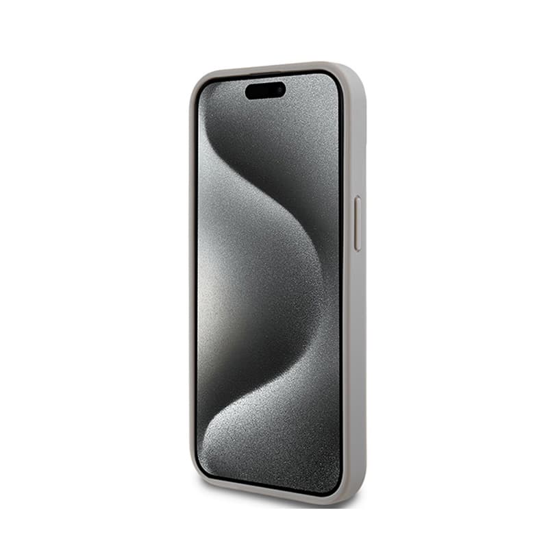 DKNY Leather Mono Stripe & Metal Logo - Case for iPhone 15 / 14 / 13 (beige) 5