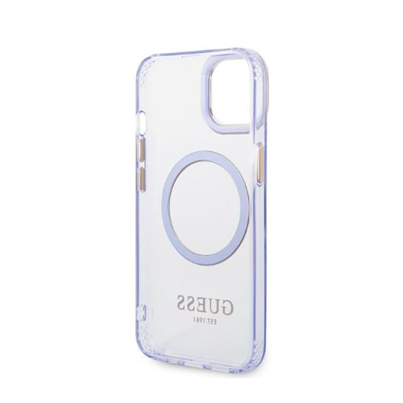 Guess Gold Outline Translucent MagSafe - Case for iPhone 14 (Purple) 7