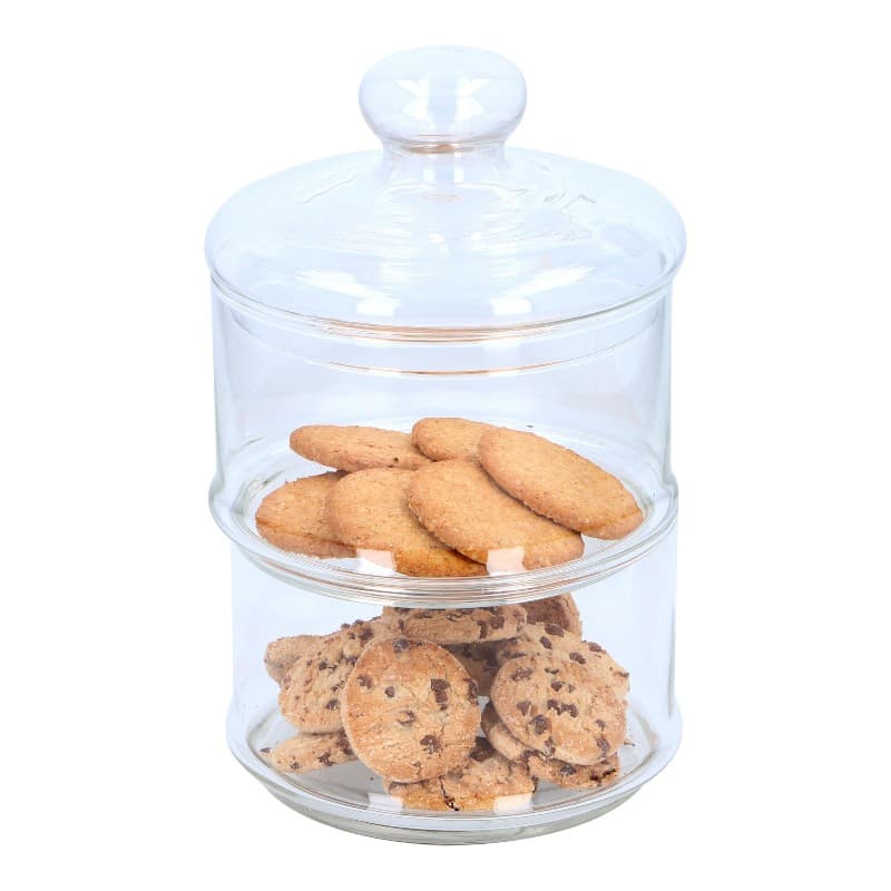 Alpina - Glass container / jar for sweets, 2 levels, 16x28 cm 3