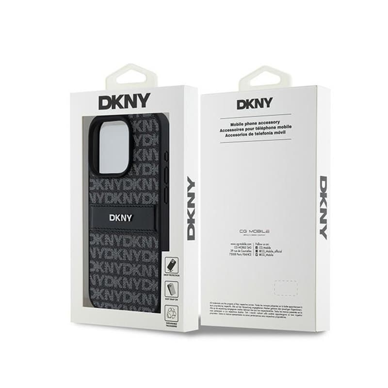 DKNY Leather Mono Stripe & Metal Logo - iPhone 15 Pro Case (black) 8