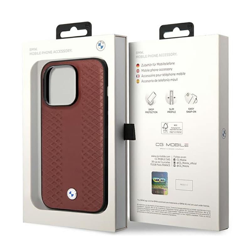 BMW Leather Diamond Pattern - Case for iPhone 14 Pro Max (Burgundian) 8
