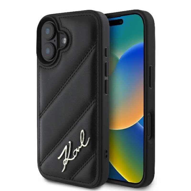 Karl Lagerfeld Quilted Signature - Case for iPhone 16 (black)