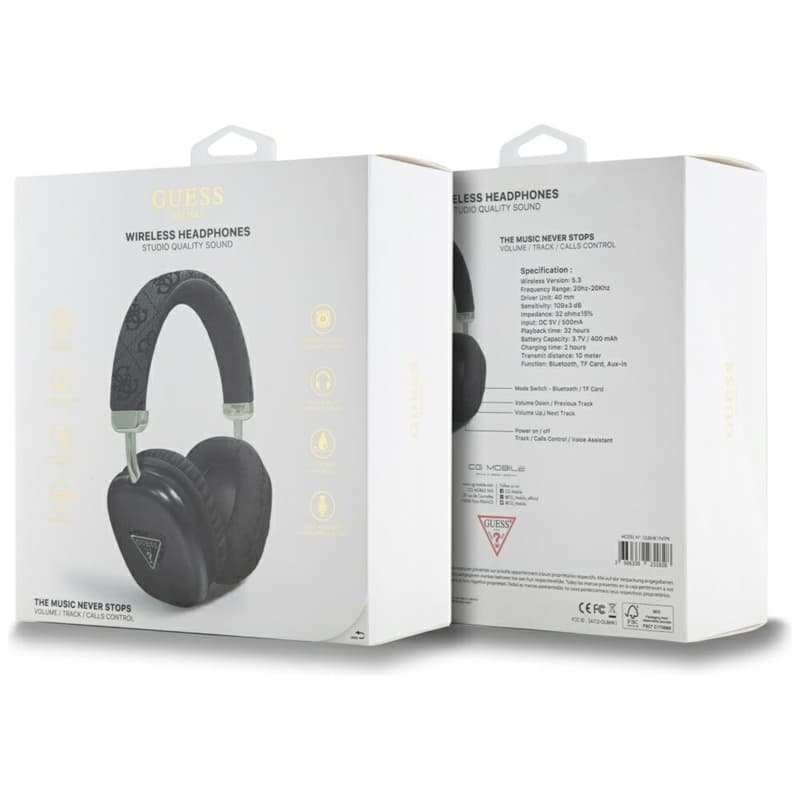Guess 4G Triangle Logo - Wireless Over-Ear Headphones Bluetooth V5.3 (black) 4