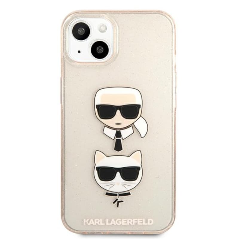 Karl Lagerfeld Glitter Karl & Choupette Head - Case for iPhone 13 mini (Gold) 3