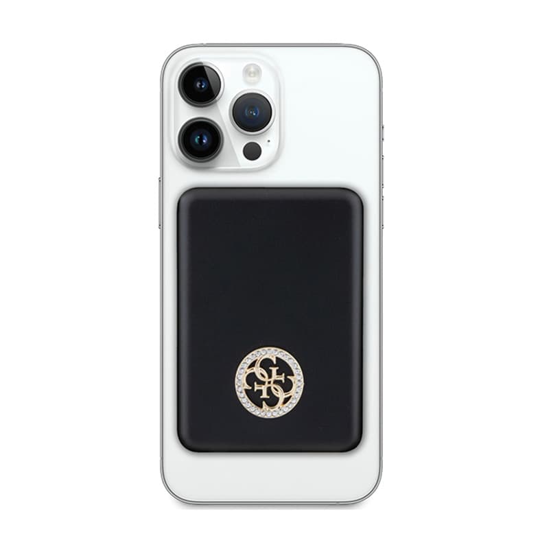 Guess 4G Strassed Metal Logo MagSafe - Power Bank inductive 5000 mAh 15W MagSafe (black) 2