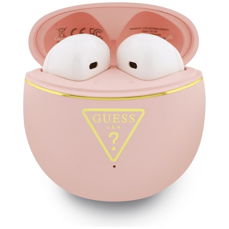 Guess Gold Line Triangle - TWS Bluetooth Earphones + Charging Case (Pink) 2