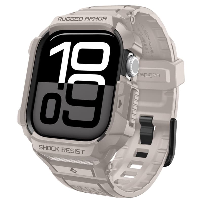 Spigen Rugged Armor Pro V2 – Strap with Case for Apple Watch 10/11 42mm (Dune Beige) 1