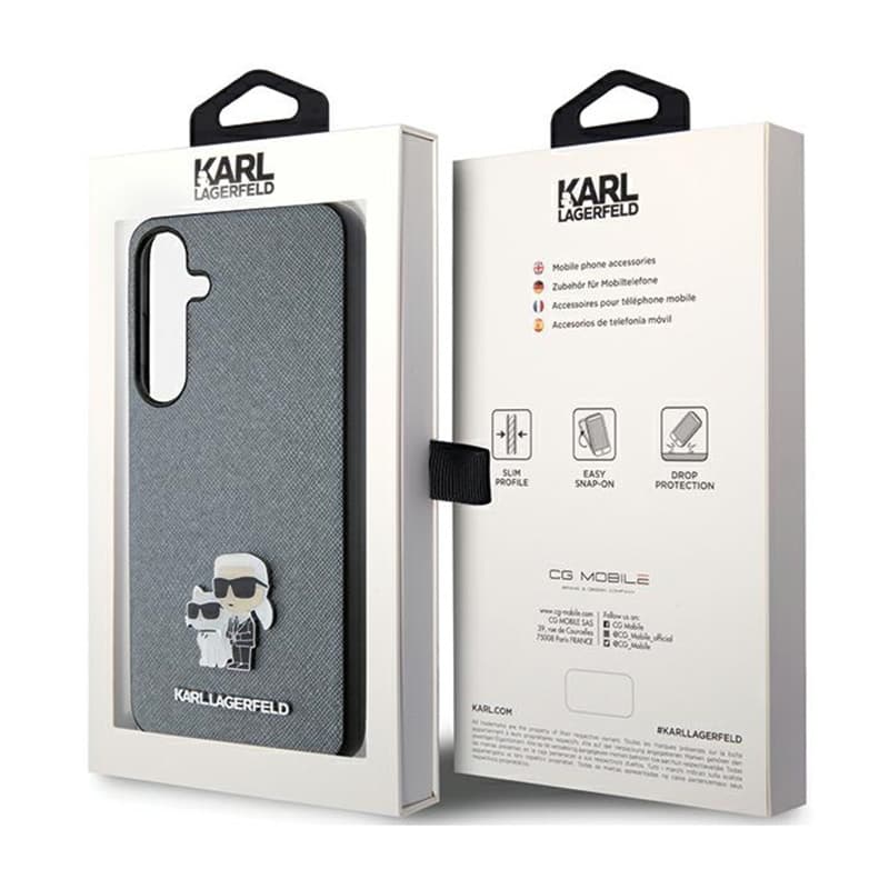 Karl Lagerfeld Saffiano Karl & Choupette Metal Pin - Samsung Galaxy S24 Case (grey) 8