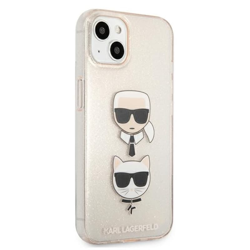 Karl Lagerfeld Glitter Karl & Choupette Head - Case for iPhone 13 mini (Gold) 4