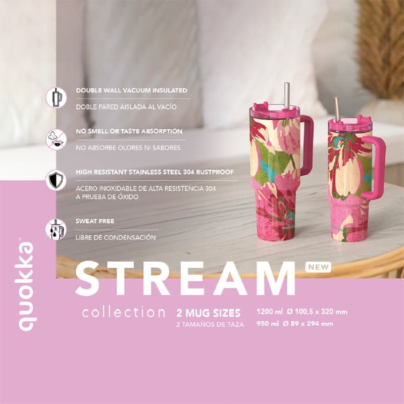 Quokka Stream - Stainless Steel Thermal Mug 950ml with Straw (Turquoise) 2