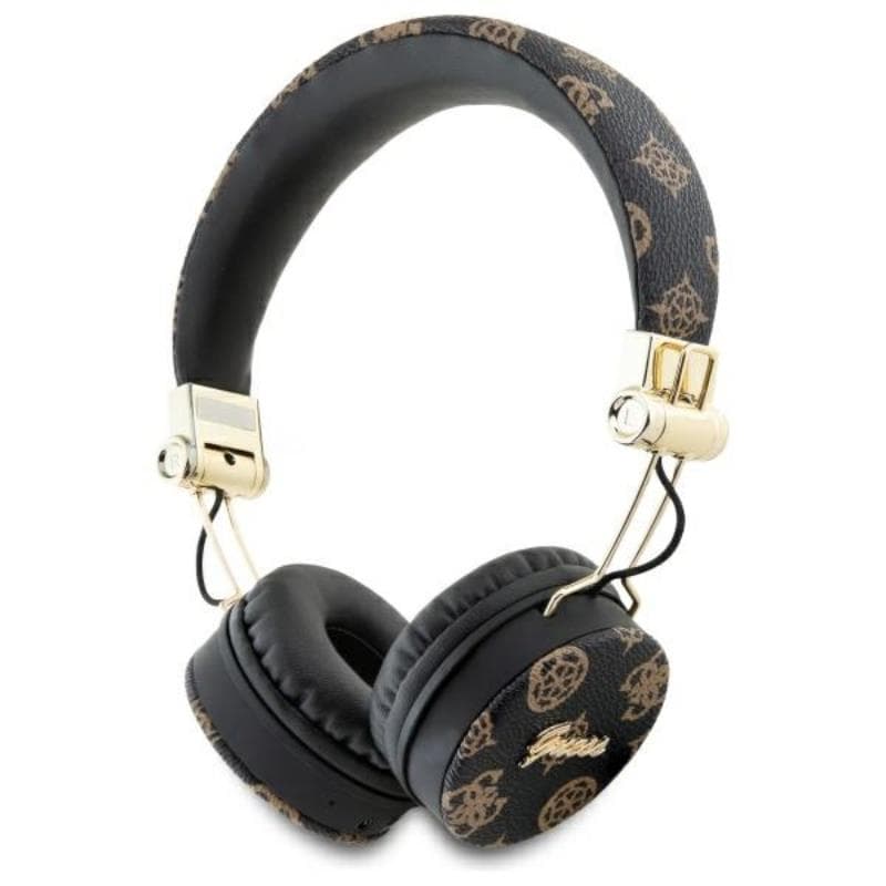 Guess Peony Script Round Shape - Wireless Over-Ear Bluetooth ENC Headphones (Black) 1