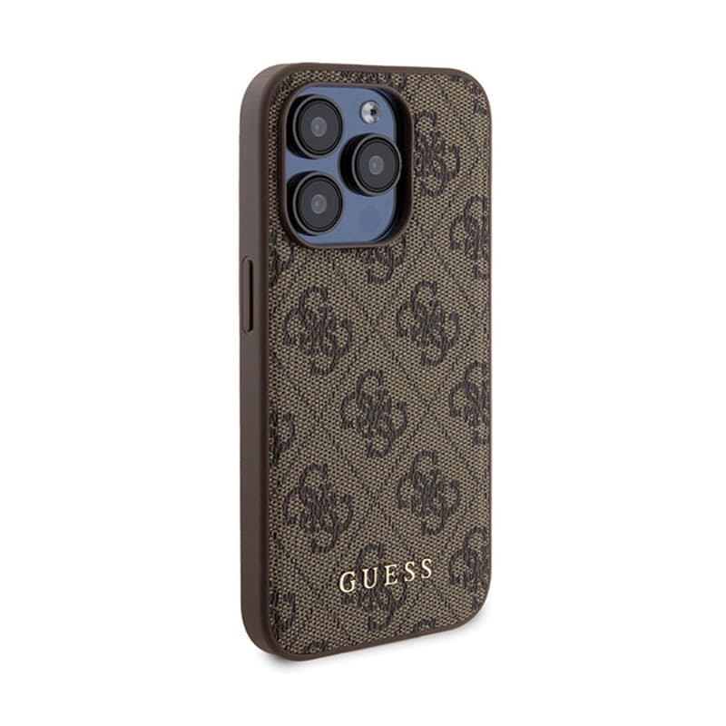 Guess Bundle Pack MagSafe 4G Metal Gold Logo - Case set + Power Bank 5000mAh MagSafe iPhone 15 Pro (brown) 4