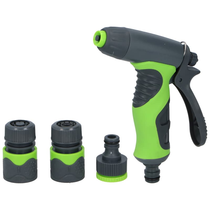 Kinzo - Garden watering kit, spray gun with flow regulation plus 1/2 "couplings (4 pcs.) 2